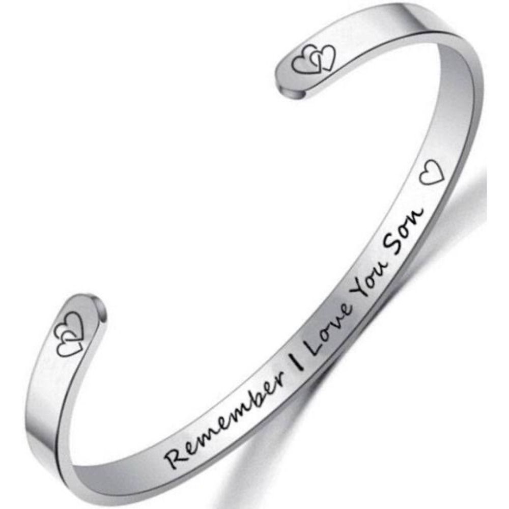 Stainless‎ Steel "Remember I Love You Son" Cuff Bracelet